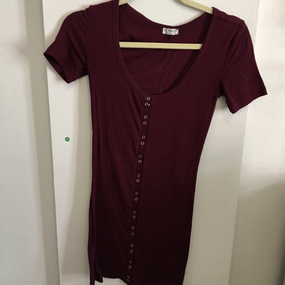 free people red button slip dress